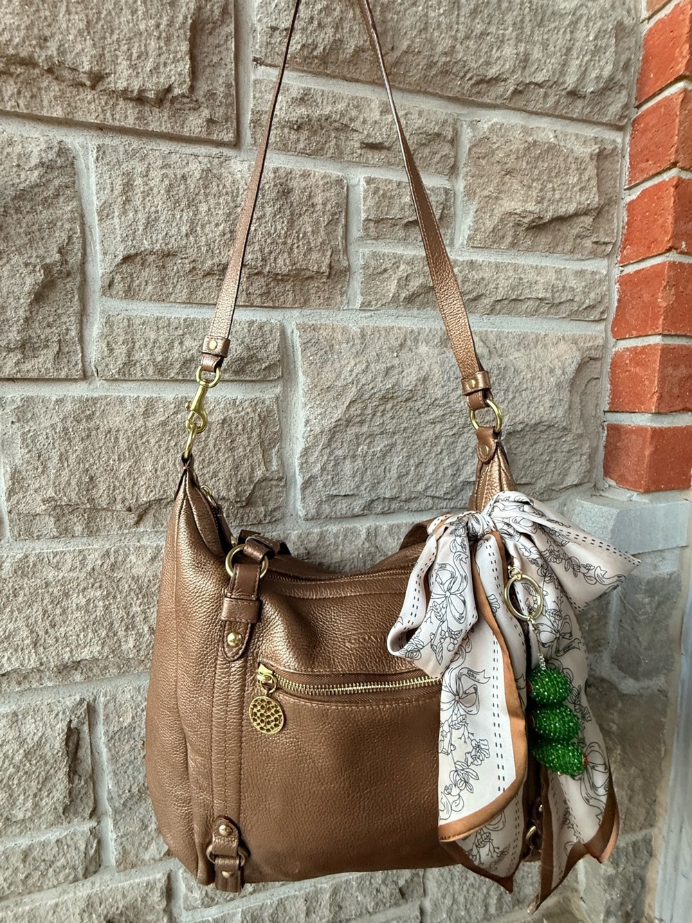 COACH Kristin Metallic Bronze Leather Hobo Bag Style #16808 - Picture 10 of 13